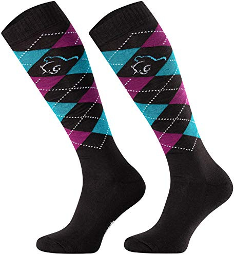 TODO Comodo Chaussettes d'équitation Carreaux STPDJ | Mi-Bas d'équitation | Coton Chaussette Equitation Femme, Enfant, Homme (STPDJ - RS20, 39-42)