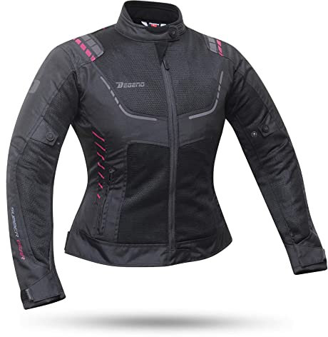 DEGEND BREEZE EVO LADY Violett | Motorradjacke Damen mit Protektoren - Atmungsaktive Protektorenjacke Wasserdicht mit Belüftung - Motorrad Zubehör - Motorrad Jacke Damen Schwarz/Violett