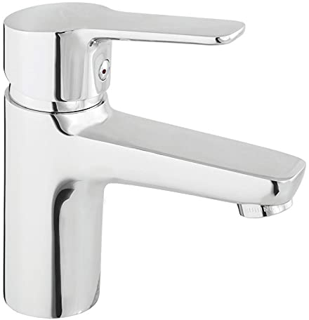 Planetmöbel Wasserhahn Bad-Mischbatterie, Waschtischarmatur mit Keramik Kartusche, Armatur für Waschbecken Badezimmer, Einhebelmischer, Höhe 17 cm, chrom