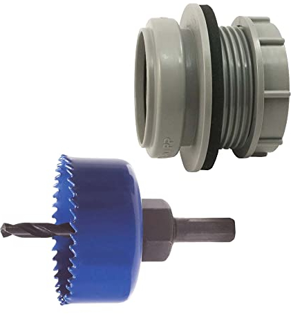 tecuro Kombi-Set Anschraub-Muffe DN 50, KS-grau, inkl. Kreisschneider Ø 59 mm