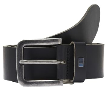 JACK & JONES JACFLAG - Cintura in pelle da uomo, 4 cm, colore: nero, 90, Nero