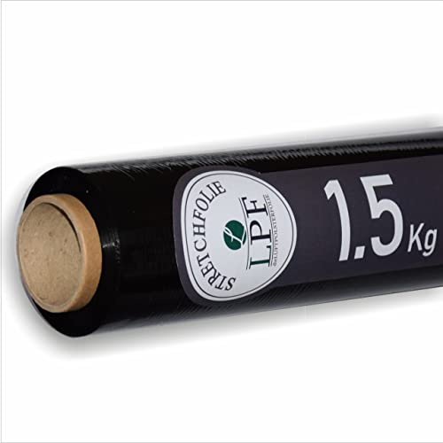 LPF dieLUFTPOLSTERFOLIE® - 1 Rolle - Stretchfolie schwarz Strechfolienrolle - Wickelfolie - Handstretchfolie 1,5Kg 50cm 500mm Verpackungsmaterial - Verpackungsfolie - Folie Für Möbel – Umzugsfolie (1)