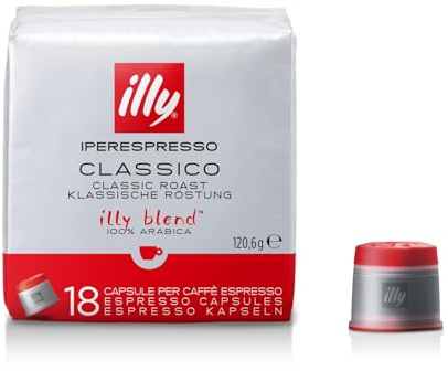 illy Coffee IperEspresso Capsules, Classico Medium Roast Coffee Pods, 100% Arabica, Premium Italian Blend, 18 Count, 1 Pack