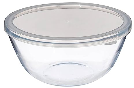 5five - Bol à Mixer en Verre Avec Couvercle 4,4 L - D 27 cm, Saladier de Préparation - Pour Cuisine, Pâtisserie