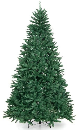 COSTWAY Sapin de Noël Artificiel 225 cm, 2254 Branches en PVC, Support en Métal Pliable, à Charnières, Arbre de Noël, Installation Rapide, pour Maison, Bureau, École, Vert