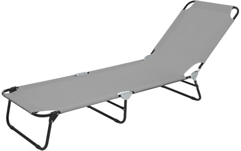 Acomoda Textil – Tumbona de Jardín Plegable y Reclinable en 5 Posiciones. Hamaca Cómoda y Resistente para Playa, Piscina, Jardín y Terraza, Gris Claro 186x53x24/82,5 cm. (2 Unidades)