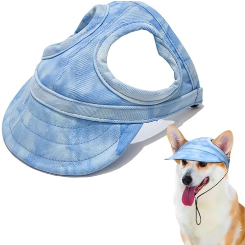 Outdoor Sun Protection Hood for Dogs, Outdoor Sonnenschutz Hut für Hunde, Hunde Baseballmütze, Basecap Verstellbar Sonnenschutz Hut Hundecap mit Ohrlöchern, Haustier Baseball Mütze für Hunde (E, S)