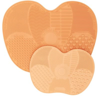 Waschies Silikon Make-up Pinsel Reinigungsmatte in Apricot - 2er-Set in zwei unterschiedlichen Größen - ideal für Reisen und den täglichen Gebrauch