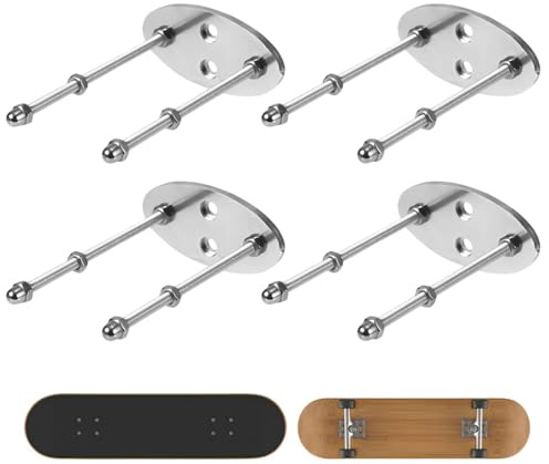 NQEUEPN 4 Packs Wandhalterungen für Skateboards, Galvanisiertes Wandhalterung Gestell aus Eisen für Skateboarddecks mit Zwei Schraubenlöchern für die Horizontale Aufbewahrung von Skateboarddecks