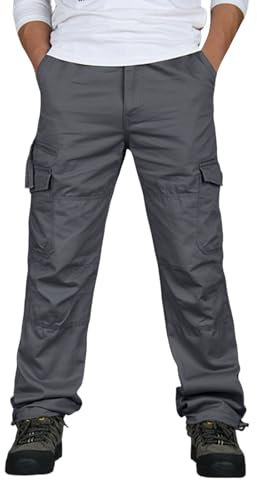 SRZYMJ Jogginghose Herren Sporthose Kurz Herren Jogginghose Baumwolle Mit Offenem Bein Wasserfeste Hose Herren Short Sommer Herren Hosenträger Skihose Herren Grey Freizeithose Fit Chino Hose L