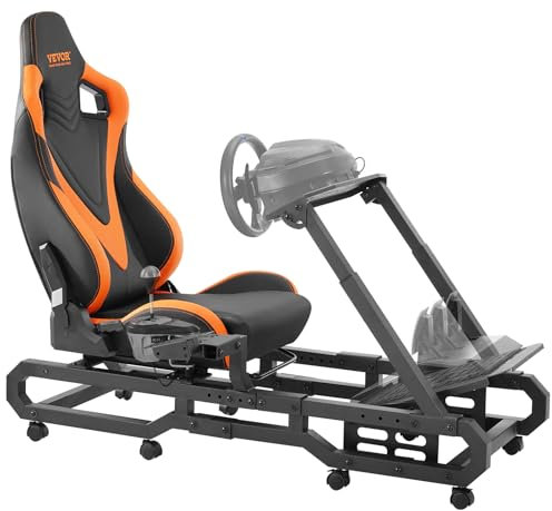 VEVOR Supporto per Volante da Corsa con Ruote, Supporto Simulatore di Guida in Acciaio Resistente, Carico max. 150 kg, Supporto per Volante e Pedale Regolabile, G923/G920/G29, Thrustmaster T248P