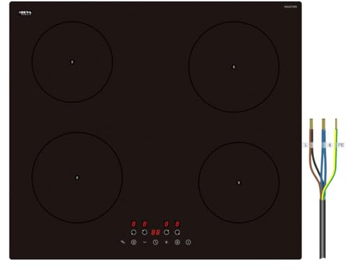 STARCHARTS Built-in Electric Induction Hob with Italian ILVA Glass, BRI4001-M, 4 Cooking Zones electric hob, 7200W Total Power, Matte Black, hard wired, No Plug