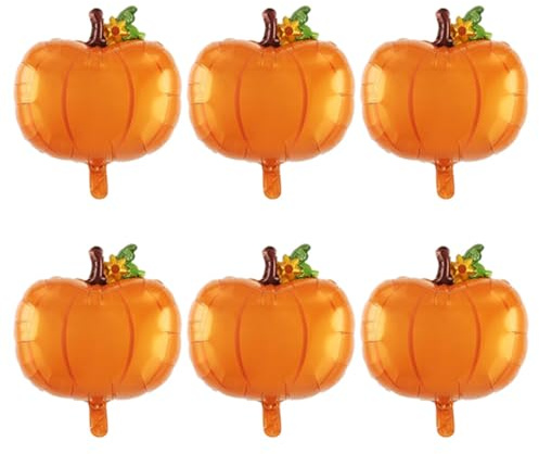 6 Piezas Globos de Calabaza, 55 x 48 cm Globo Grande de Calabaza, Decoración para Fiestas de Cosecha Decoración de Otoño, Globo de Papel de Aluminio para Acción de Gracias Halloween Fiestas de Otoño