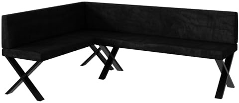 MEBLINI Eckbank für Esszimmer - Küchenbank - Essecke - Sitzecke Küche - Toni - X-Beine 142x196x87cm Links - Graphit Samt