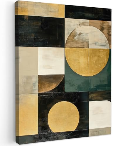MuchoWow© Quadro Camera Da Letto Quadri Soggiorno Decorazione Parete Quadri | 30x40 cm - Moderni Su Tela Stampe Foto Con Cornice Quadretti Poster Casa Astratto - Oro - Bronzo - Forme