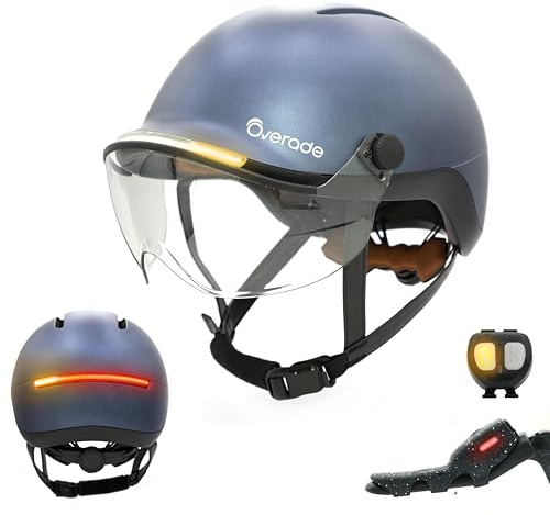 Overade European Innovation - Life Helm Mit Visier Für Fahrradhelme, Inkl. Oximote Blinker-Fernbedienung, Inkl. Bremslichtfunktion, Einheitsgröße