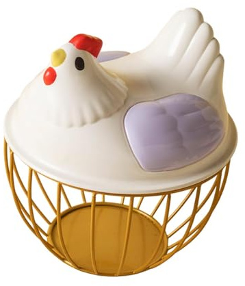 Qianly Chicken Egg Basket Metal Wire Chicken Egg Storage Basket Egg Storage Container for Fruit, Violet Gold Stripe