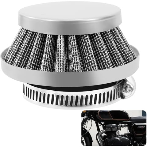 Tunejoy Filtro de Aire Moto 42mm Filtro de Admisión de Aire de Motocicleta Universal para 47cc 49cc Motocross Ciclomotor Pocket Bike Scooter Quad Plateado