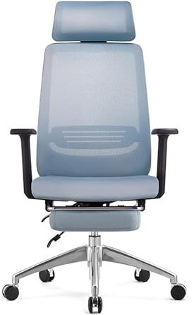 Ergonomic Gaming Desk with Adjustable Height Rotating Feature and Breathable Mesh Back Comfy Armrests for Home Office Study and Gaming Executive Living Room and Bedroom Furniture (Blue)