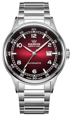 marvin Schweizer Klassische Armbanduhr mit Automatikwerk Uhr Herren Saphirglas Zifferblatt Leuchtzeiger Wasserdicht Luxuriöses Geburtstagsgeschenk für Männer