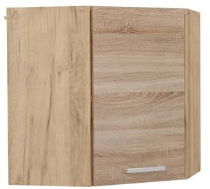 Vicco Eckhängeschrank R-Line, Sonoma, 57 cm | Verbindet zwei Küchenseiten · 1 Einlegeboden · 1 Tür · Tiefe – 31 cm · Platzsparende Ecklösung ✓