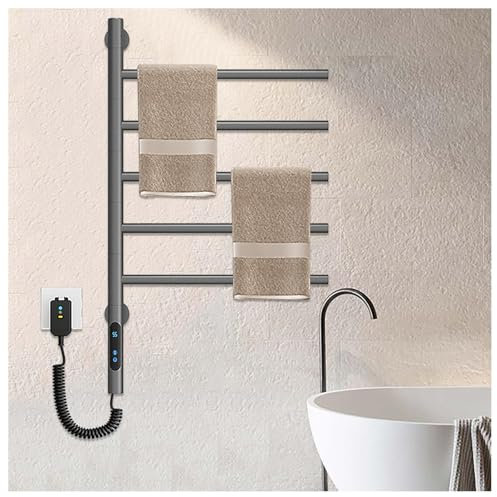 Toallero calefaccionado Blanco con Temporizador de diseño Giratorio de 180° y Pantalla LED con Control de Temperatura Constante para secar Toallas