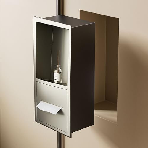 Generico Nicchia Doccia in Acciaio Inox da Parete con ripiano 20 x 40 x 12,5 cm, mensole da Incasso per Bagno, nicchia in Acciaio Inox, scaffale da Bagno Integrato (Argento)