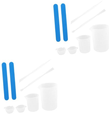 SHINEOFI 2 Set Colla Di Erogazione Mini Tazza Misurini Chimici Shaker Riutilizzabile Misurini Per Liquidi Tazze Di Miscelazione Della Vernice Cucchiaino Misurino Automatico Gel Di Silice