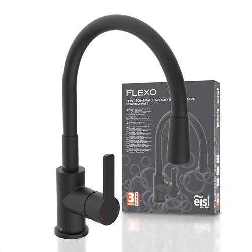 EISL Flexo Schwarz Flexible Spültischarmatur, 360 Grad schwenkbar