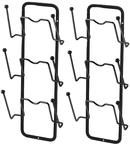LABRIMP Support Installation sans Perçage en Acier Carbone Noir Design en U Délicat et Décoratif, Lot de 2 pour Couvercles de Casseroles pour Rangement la Cuisine Placard Pratique