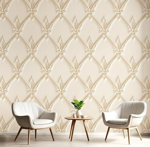 Papel Pintado 150X105Cm En Beige Papel Pintado Seda Rombo Barroco Geometría Elegante Fotomurales Efecto 3D Tapiz Decorativos Pared Murales Póster Para Dormitorio Salón Tv Pared
