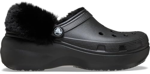 Crocs Classic Platform Fuzz Lined Clog Black Size 7 UK Women
