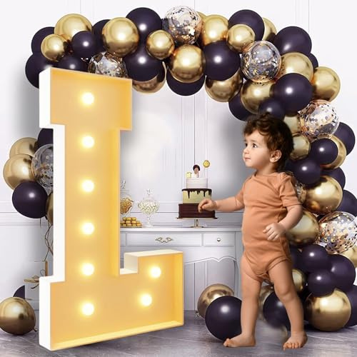 Lettres de chapiteau de 0,7 m de haut - Grandes lettres lumineuses - Décorations de fête prénatale - Mariage - Fiançailles - Décorations de fête - Toile de fond en carton L