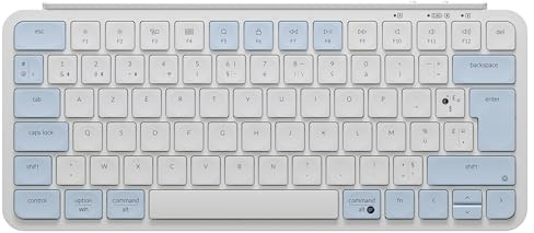 Keychron B1 Pro Clavier sans Fil 2.4 GHz, AZERTY Français, Programmez avec ZMK/Launcher, Frappe Silencieuse, 1 200 Heures d'Autonomie, Clavier Ergonomique pour Mac, Windows et Linux - Bleu Rétro