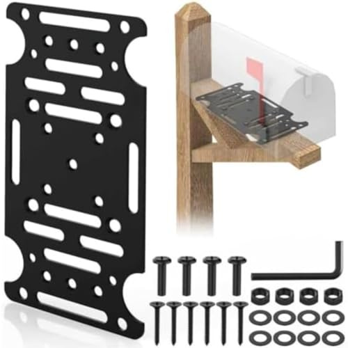 Yhenlovtt Staffa di montaggio per cassetta postale in acciaio con piastra spessa da 4 mm e modelli di fori multipli per la compatibilità con vari pali delle cassette postali progettata per un supporto
