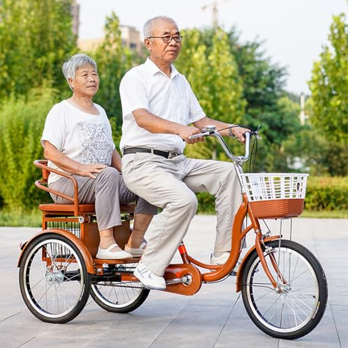 Tricycle Tandem Adulte pour Seniors avec siège Passager, Tricycle Cargo à 3 Roues, Freins sensibles, capacité de Charge 150 kg