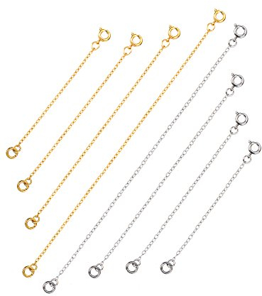 Mudder Halskette Extender Armband Verlängerung Kette Edelstahl Extender Ketten für Schmuckherstellung, 8 Stück, Silbern und Golden