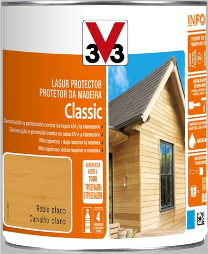 V33 Protector Decorativo De La Madera Classic Satinado Roble Claro 0,75L