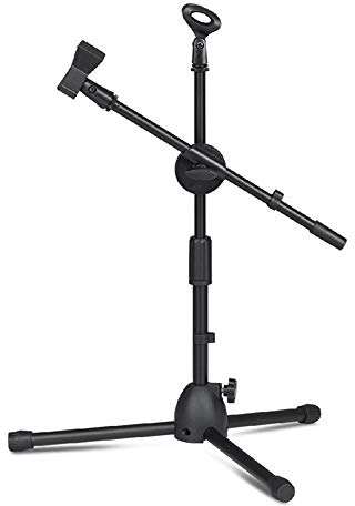 CM558 Mikrofon-Stativ, leicht, faltbar, höhenverstellbar, Galgenarm und 2 Mikrofon-Clips, Schwarz