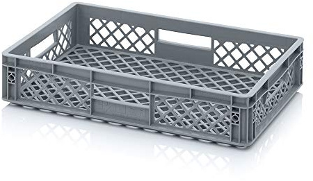 Än eurobehållare genombruten EO 64/12 bagarlåda 60 x 40 x 12 cm, 22 l förvarings- och transportlåda stapelbar eurobox livsmedelskorg bagarlåda