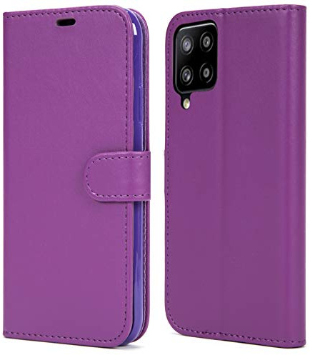 AMAZE!UK Phone Case for Samsung A12 5g (6.5), Premium Leather Case Samsung Galaxy A12 5g Magnetic Closure Kickstand Full Protection Book Design Wallet Flip (Purple)