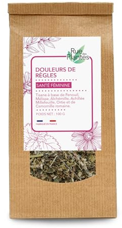 RUE DES PLANTES - Tisane Douleurs de Règles 100g | Infusion Naturelle Apaisante pour Soulager les Douleurs Menstruelles | Bien-être Féminin