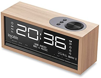 Inscabin C1 DAB/DAB+FM Radio Radio Sveglia Digitale con Grande Schermo/Altoparlante Portatile Senza Fili con Bluetooth