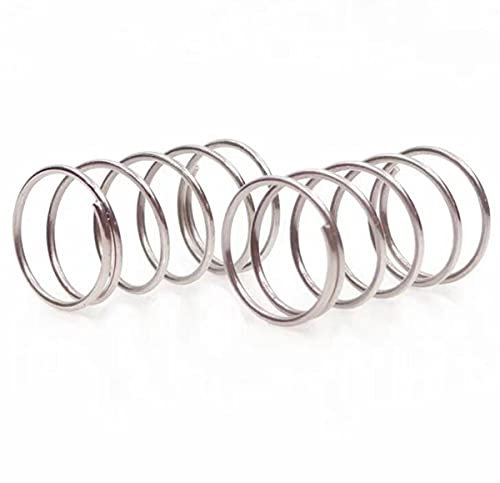 Druckfedern, Edelstahl, Drahtdurchmesser 0,3 mm, Außendurchmesser 3 mm, Länge 10 mm, silberfarbene Spiralfedern, 10 Stück