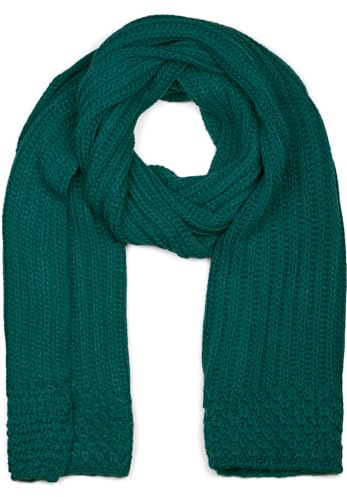 styleBREAKER Bufanda larga de punto para damas con costillas y patrón de tejido de perlas, bufanda de punto de invierno cálido Unicolor 01018164, color:Petróleo