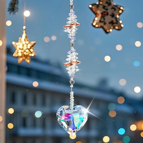 Crystal Suncatcher Heart Shaped Pendant Rainbow Maker Colorful Glass Hanging Home Decor Gift