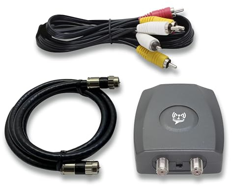 SatelliteSale RF Modulator RCA Composite to RF Coaxial Converter Includes AV RCA Cable and Power Supply