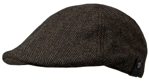 WEROR Flatcap Herren – Schirmmütze Schiebermütze Cap mit Schirm - Mütze mit Baumwollfutter – Fischgrät - WEROR-405.1 (60, 61, Braun)