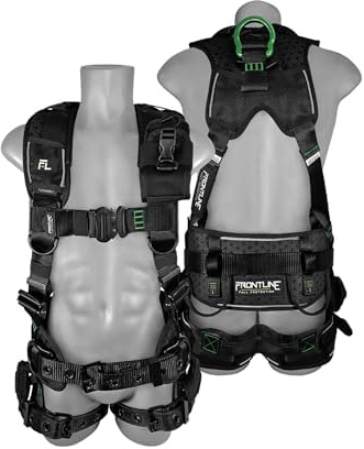 FRONTLINE FALL PROTECTION 250CTB Elite™ Construction Harness | Aluminum Hardware | Suspension Trauma Straps | Reflective Trim| Perforated Pads | OSHA&ANSI (Size:XL/2X)