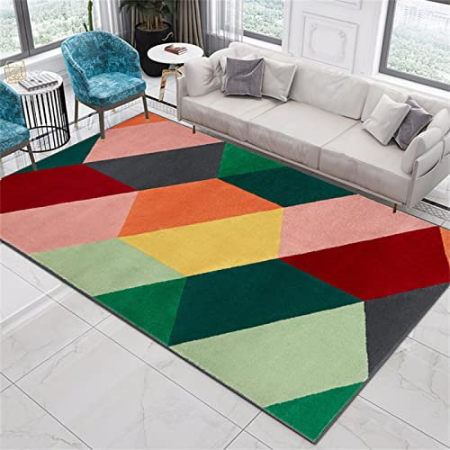 PHLCF Orientteppich Wohnzimmer bunt geometrisch einfach Zimmer Schlafzimmer sicher und langlebig rutschfest maschinenwaschbar lichtechter Teppich Schlafzimmer 80 x 160 cm